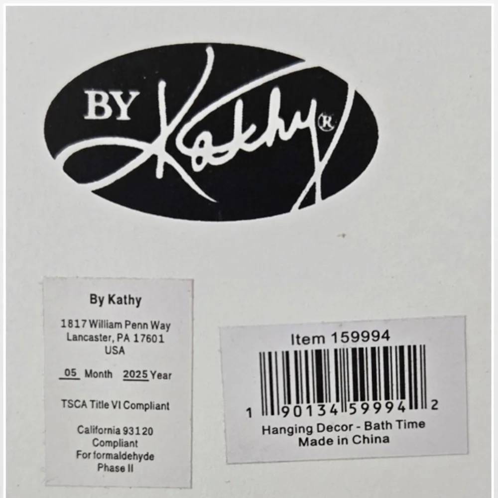 New Kathy Sign Home Bath Time Kids Unisex Yellow Rubber Duck Décor NWT